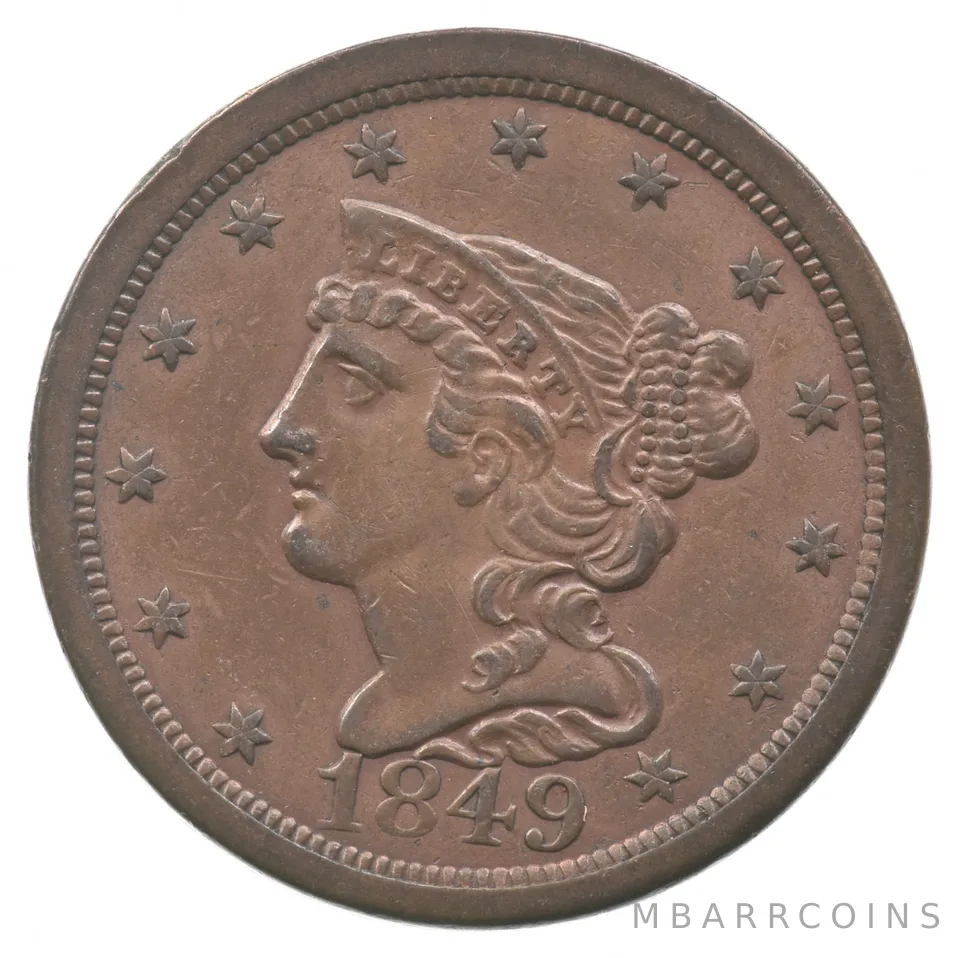 1849 Braided Hair Half Cent Piece a7312