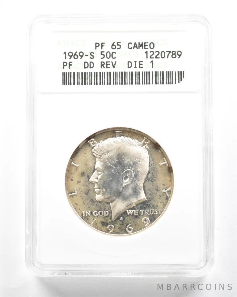 1969-S Kennedy Half Dollar DDR Die 1 PF65 Cameo ANACS *2070
