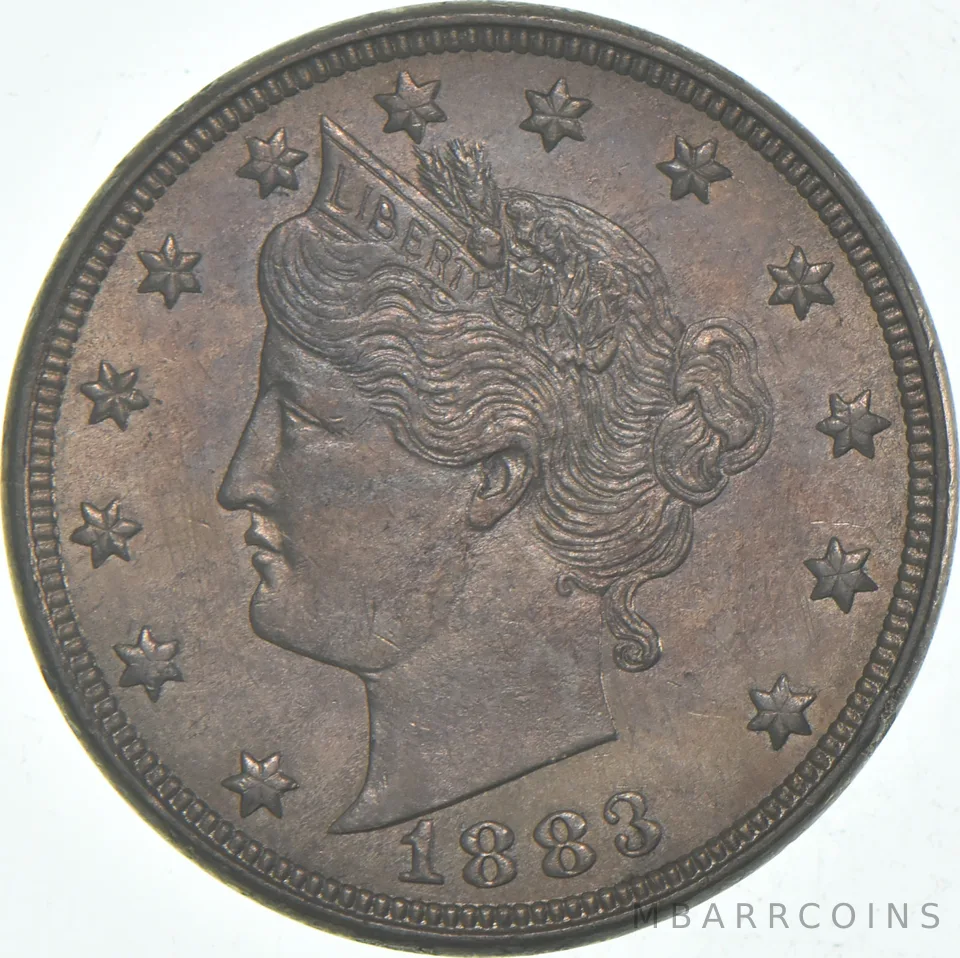 1883 Unc Liberty V Nickel - NO CENTS - Choice Uncirculated 1st Year Issue