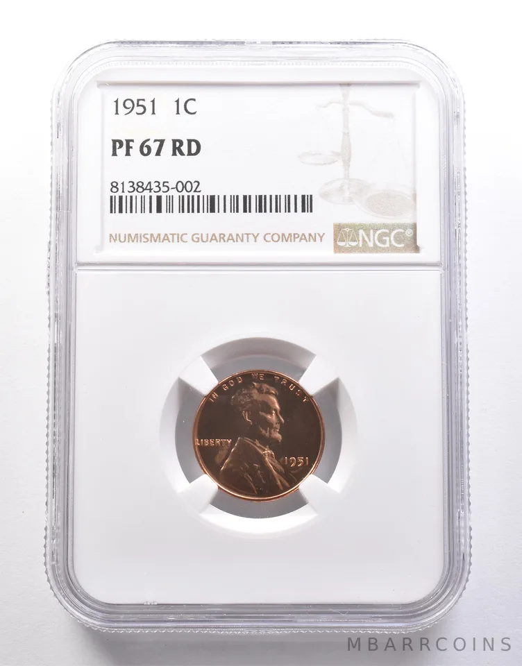 1951 Lincoln Wheat Cent PF67 RD NGC *6634