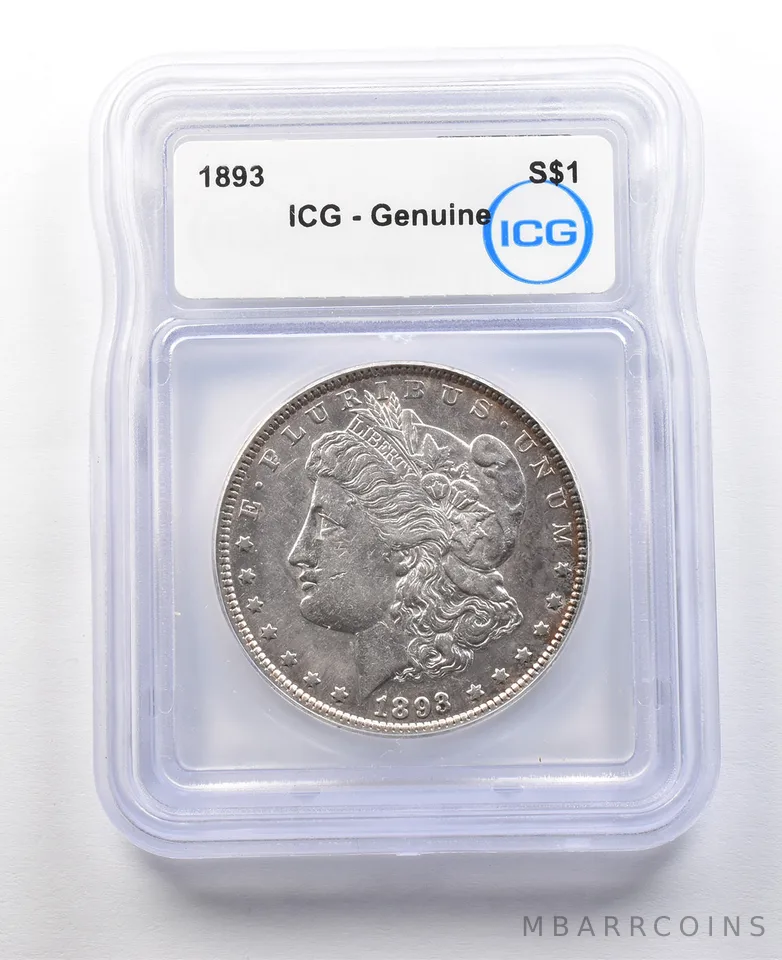 1893 Morgan Silver Dollar Genuine ICG *8907