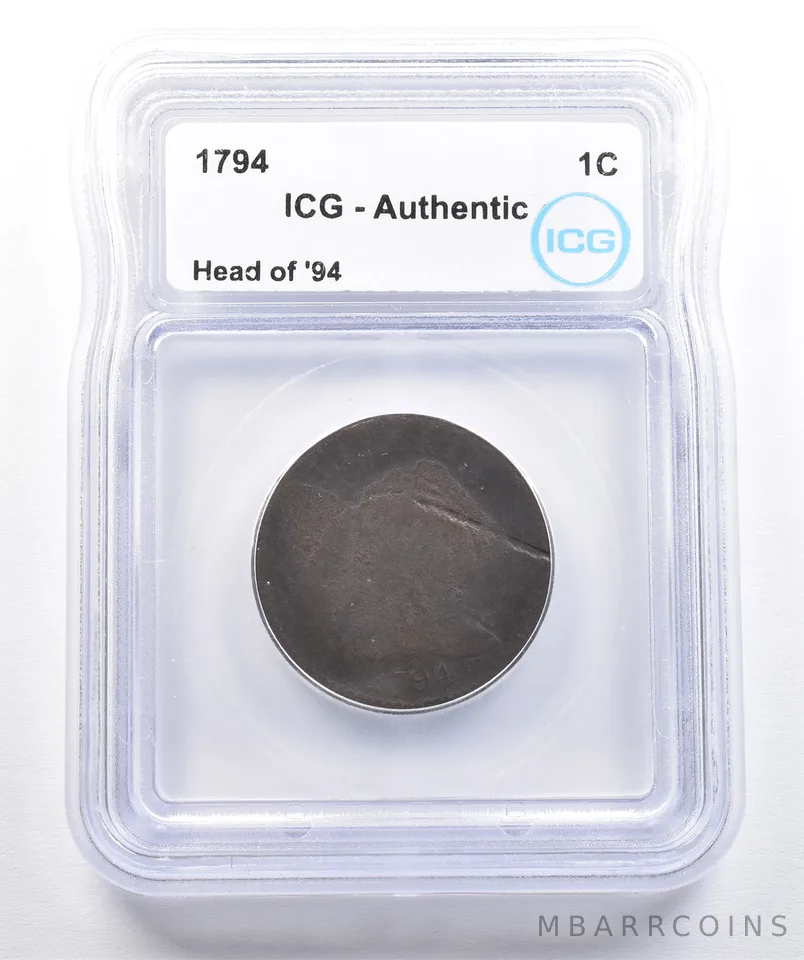 1794 Liberty Cap Large Cent Head Of 94 Authentic ICG *7399