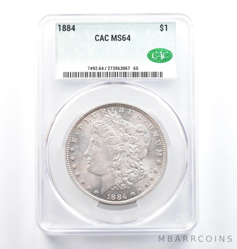 1884 Morgan Silver Dollar MS64 CAC CACg *0852