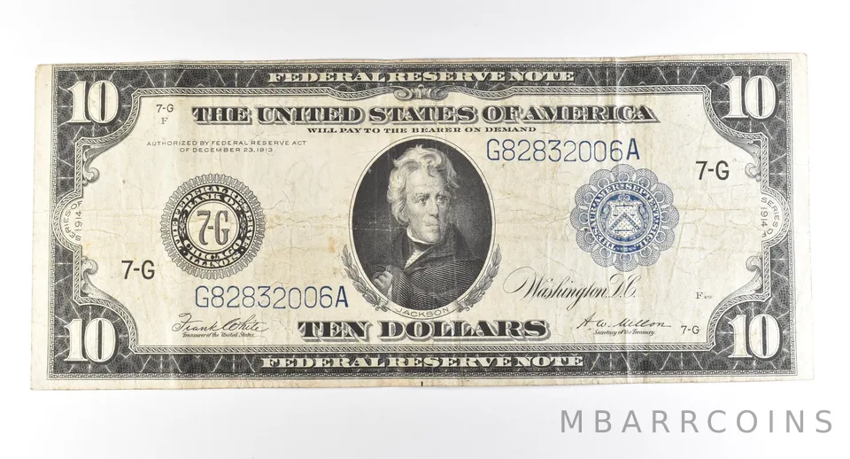 1914 $10 Chicago IL FRN Large Note Blue Seal *2787