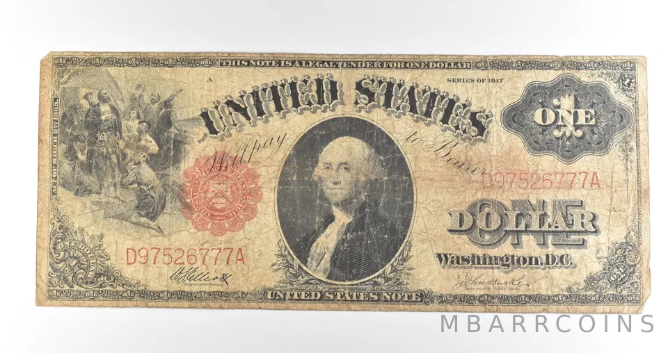 1917 $1 Legal Tender Large Note Red Seal *4550
