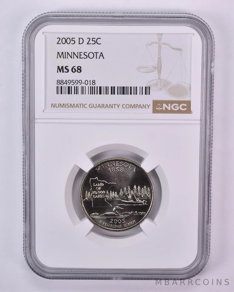 2005-D Washington State Quarter Minnesota MS68 NGC Brown Label