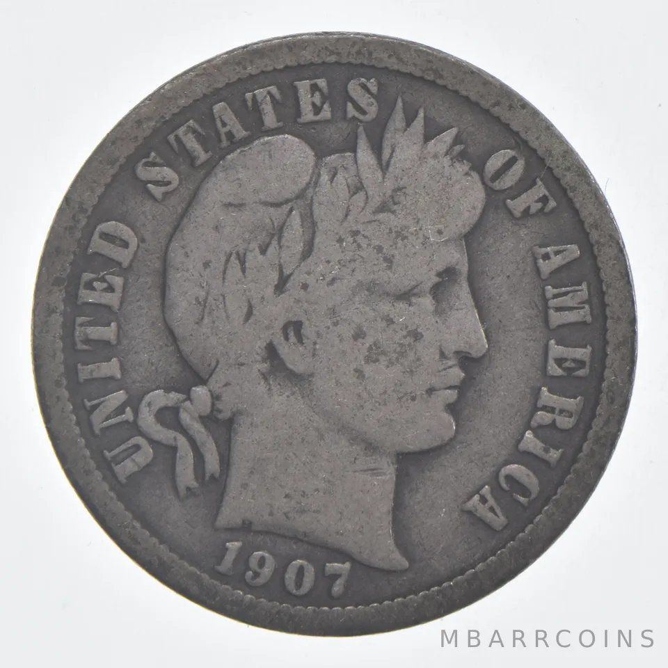 1907-S Barber Dime 90% Silver VG Condition