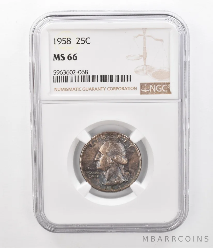 1958 Washington Quarter MS66 NGC Beautiful Tone *2340