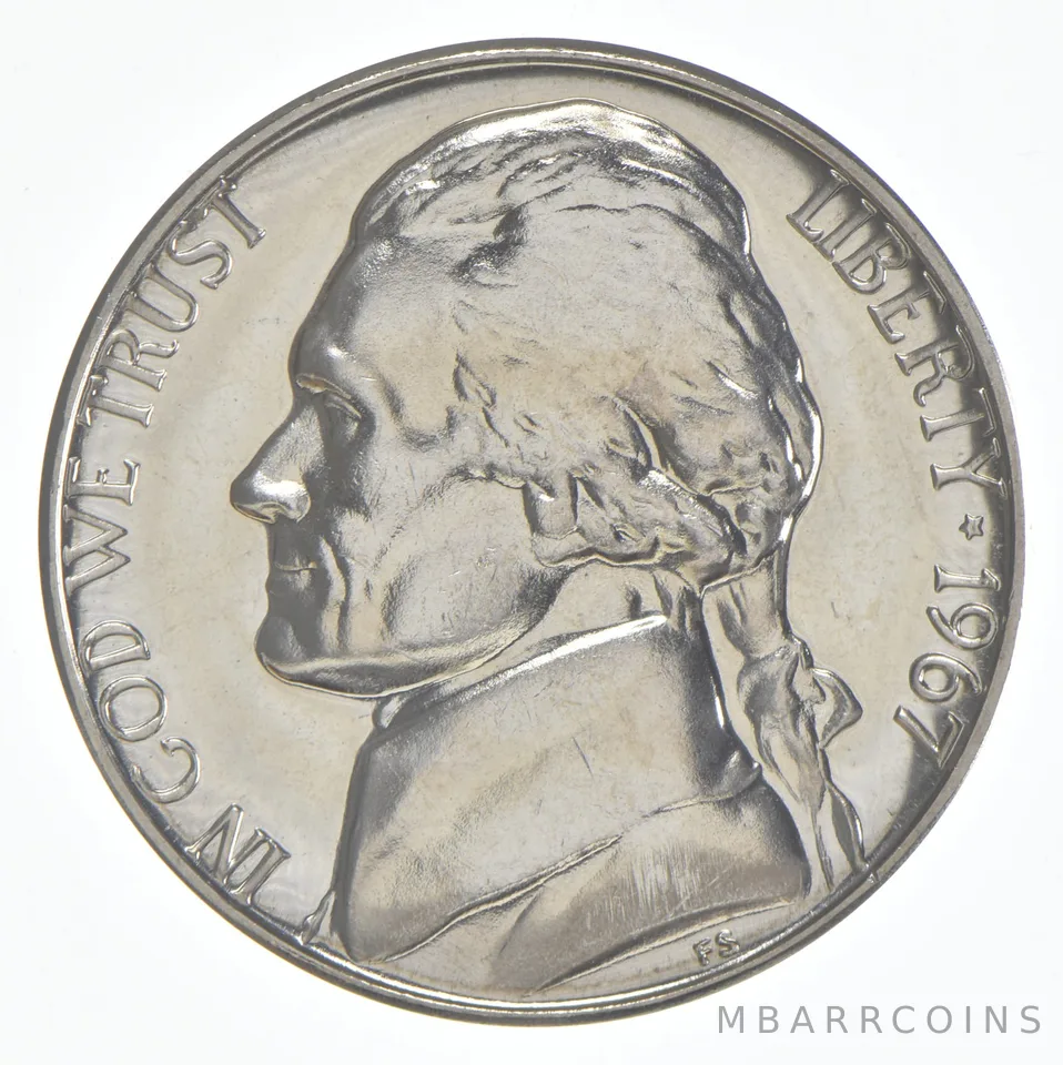 1967 Jefferson Nickel SMS Finish Unc
