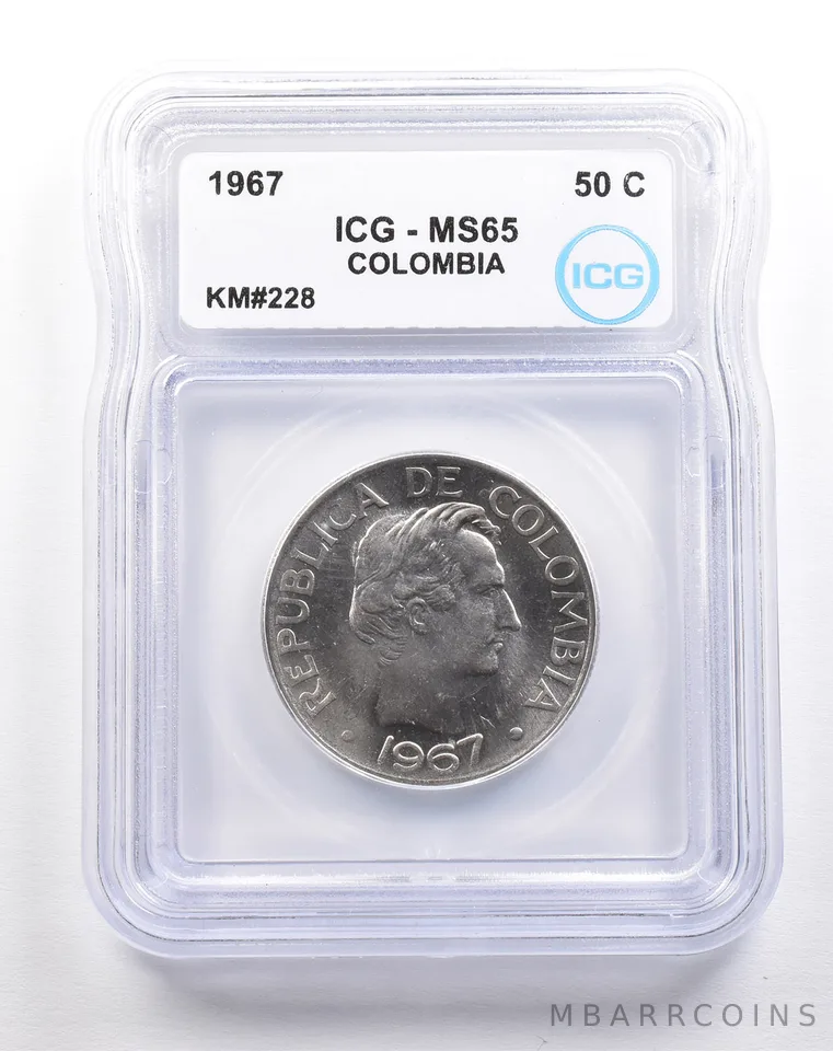 1967 Colombia 50 Centavos KM#228 MS65 ICG *5479