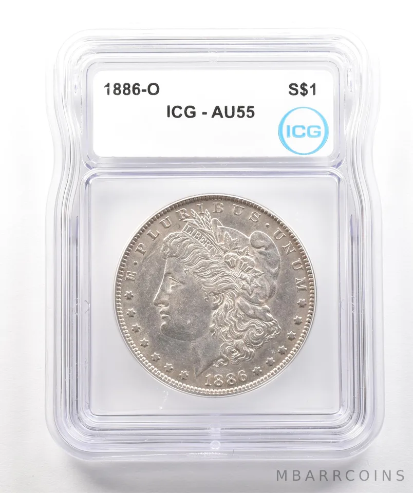 1886-O Morgan Silver Dollar AU55 ICG a4271