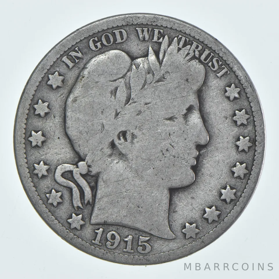 1915 Barber Half Dollar Average Circ 90% Silver