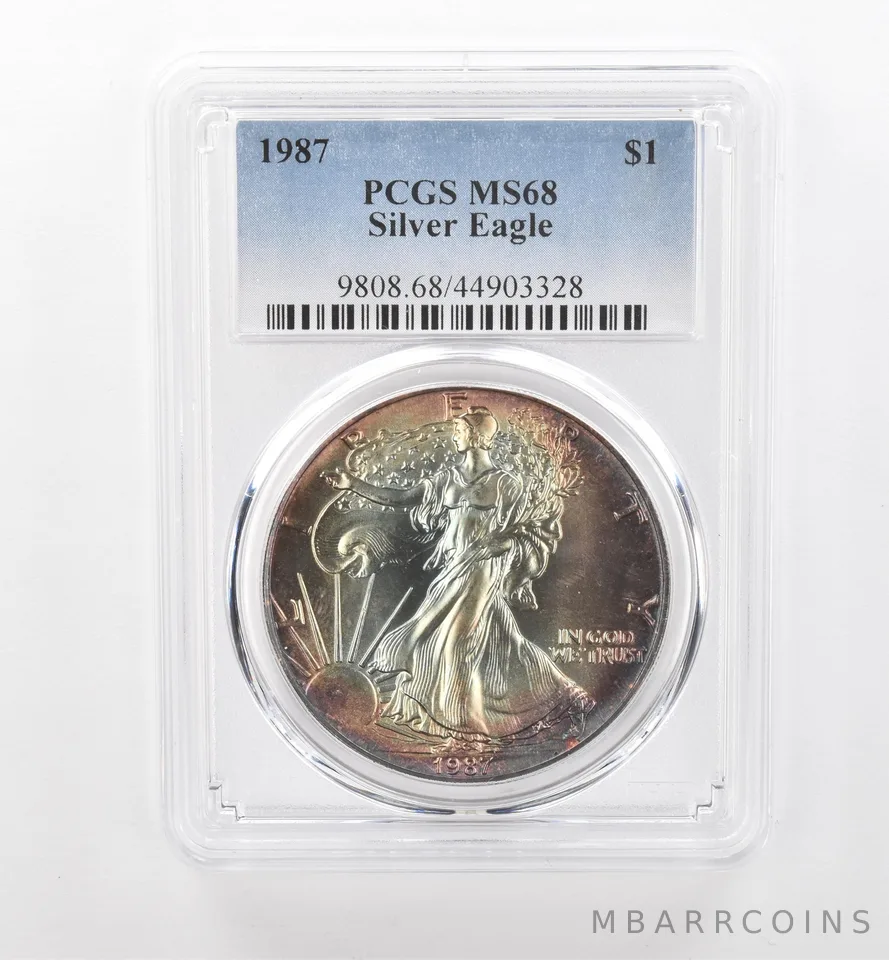 1987 American Silver Eagle MS68 PCGS Beautiful Tone *1978