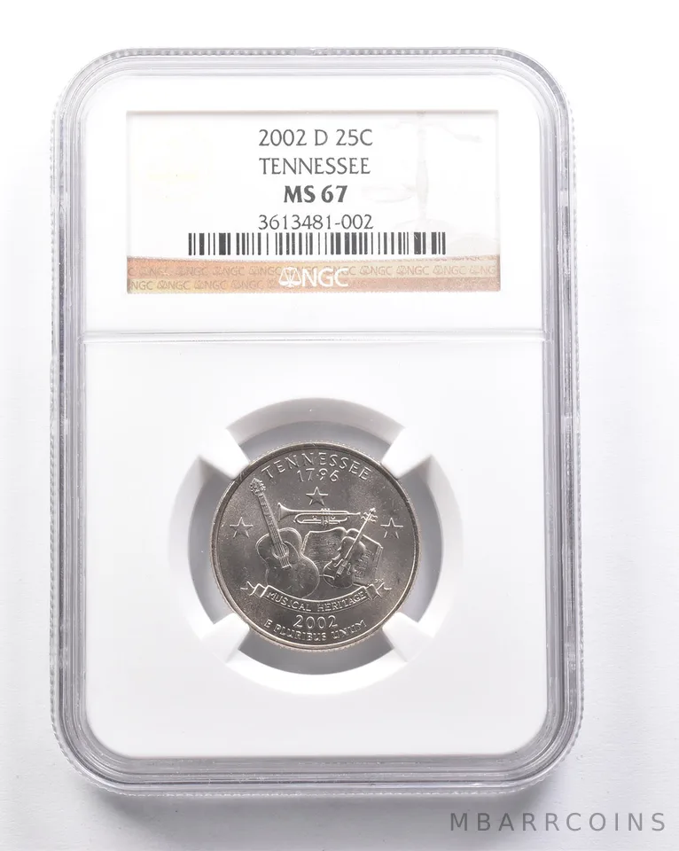 MS67 2002-D Washington State Quarter Tennessee NGC a6308