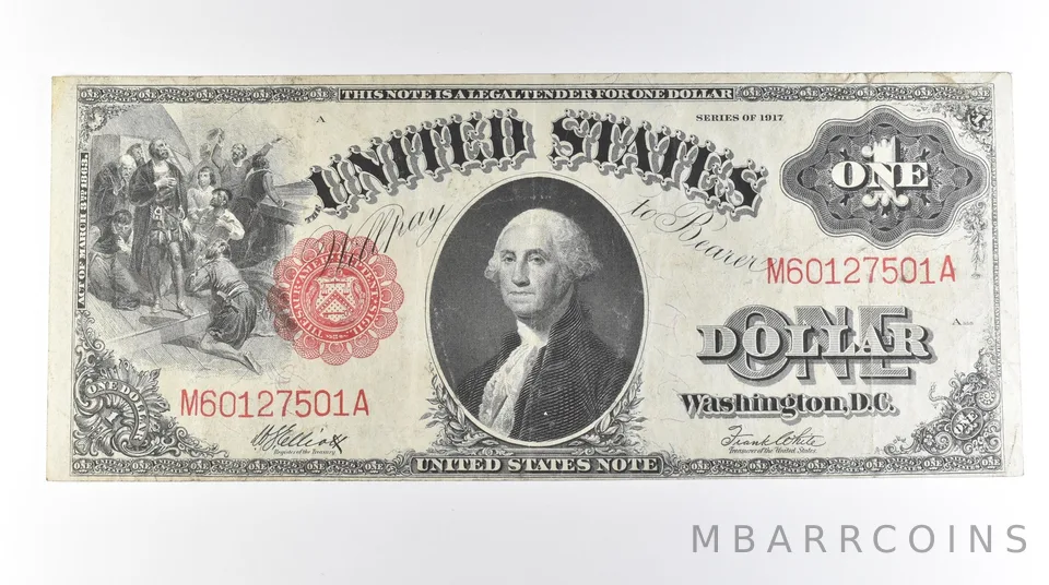 1917 $1 Legal Tender Large Note Red Seal FR#38 *0619