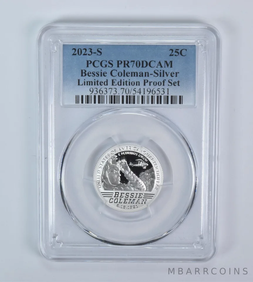 2023-S Am. Women Quarter Bessie Coleman Silver Limited Ed Set PR70 DCAM PCGS