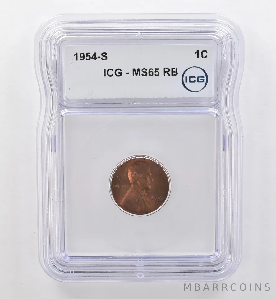 1954-S Lincoln Wheat Cent MS65 RB ICG Beautiful Tone *6582