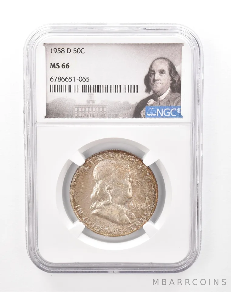 1958-D Franklin Half Dollar MS66 NGC Beautiful Tone *7501