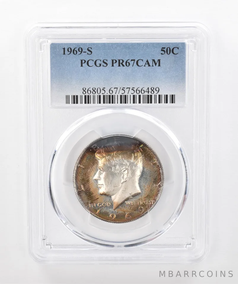 1969-S Kennedy Half Dollar PR67 CAM PCGS Beautiful Tone *1355