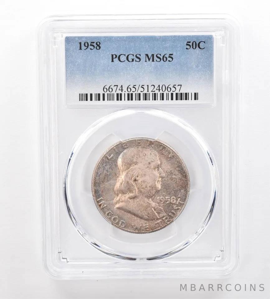 1958 Franklin Half Dollar MS65 PCGS Beautiful Tone *7494