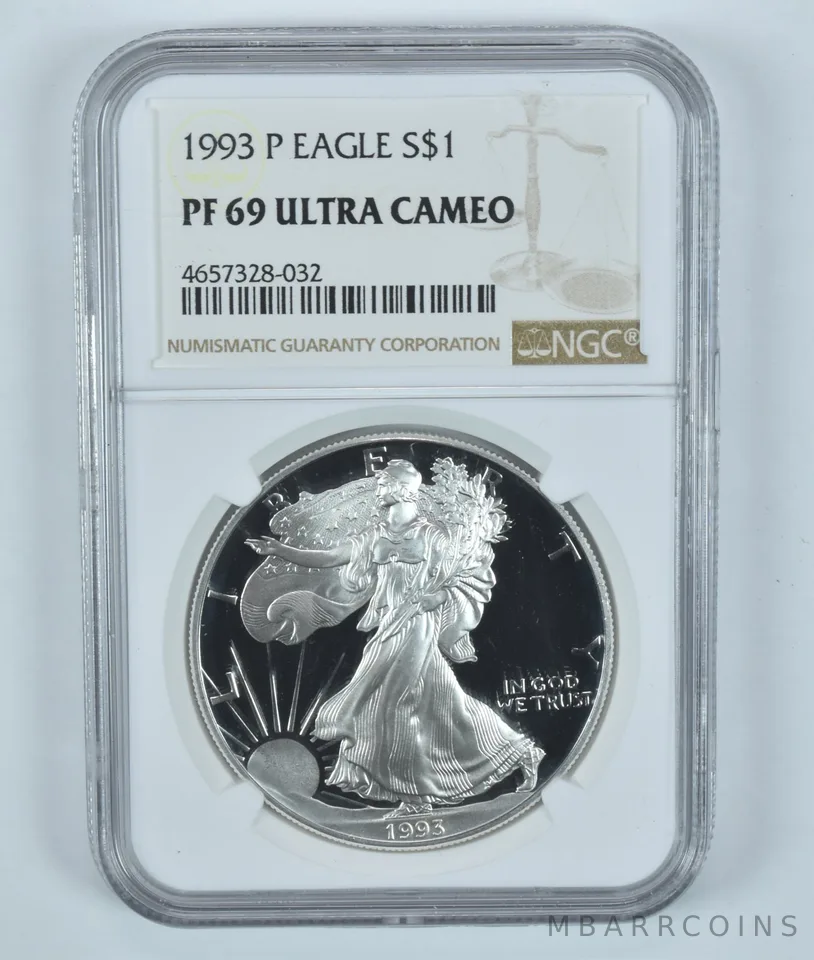1993-P American Silver Eagle PF69 UCAM NGC Brown Label