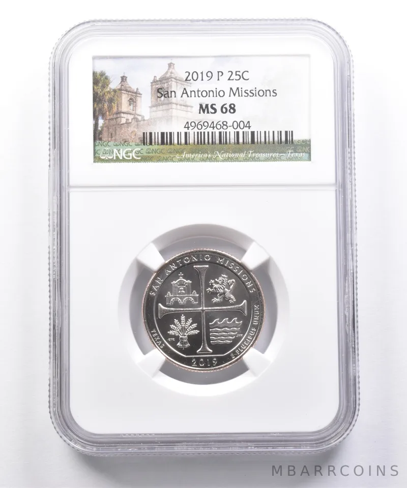 2019-P Washington Quarter San Antonio Missions MS68 NGC a7339