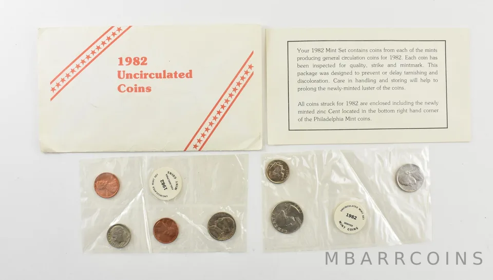 1982-P/D Uncirculated Souvenir Mint Set W/ Envelope a8960
