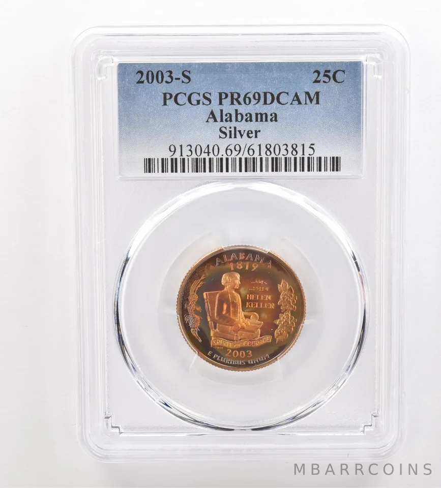 2003-S Washington State Quarter Alabama Silver PR69 DCAM PCGS Nice Tone *3270