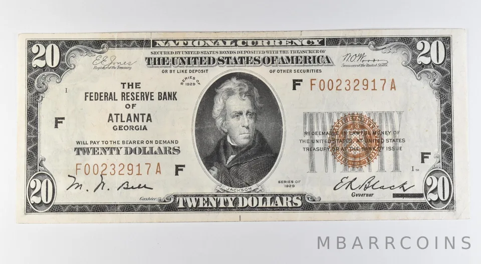 1929 $20 National Currency Atlanta GA Brown Seal *9670