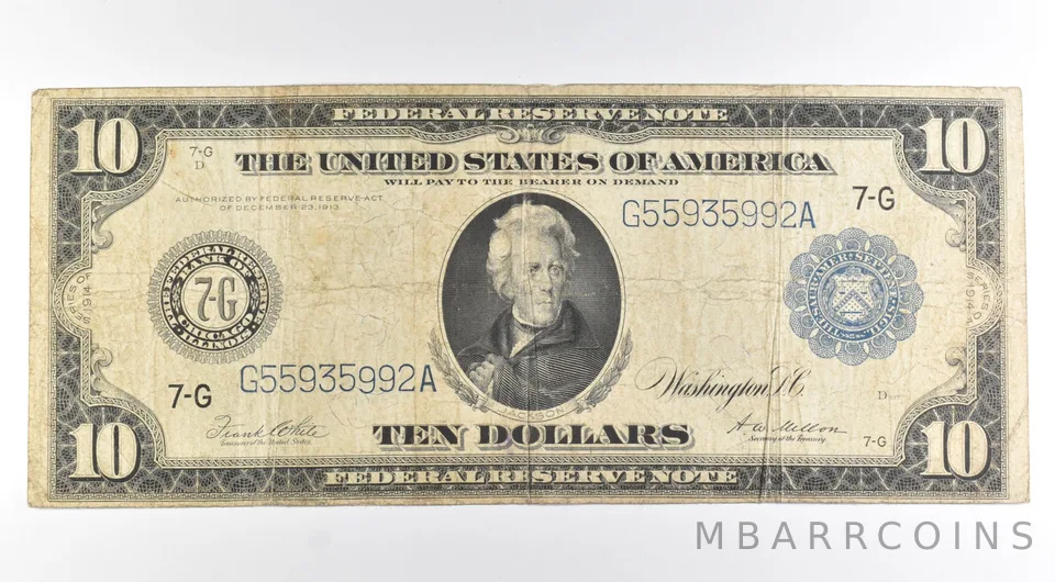 1914 $10 US FRN Large Note Blue Seal FR#931A *8484