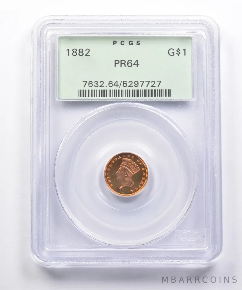 PR64 1882 $1 Indian Princess Head Gold Dollar PCGS OGH a3624