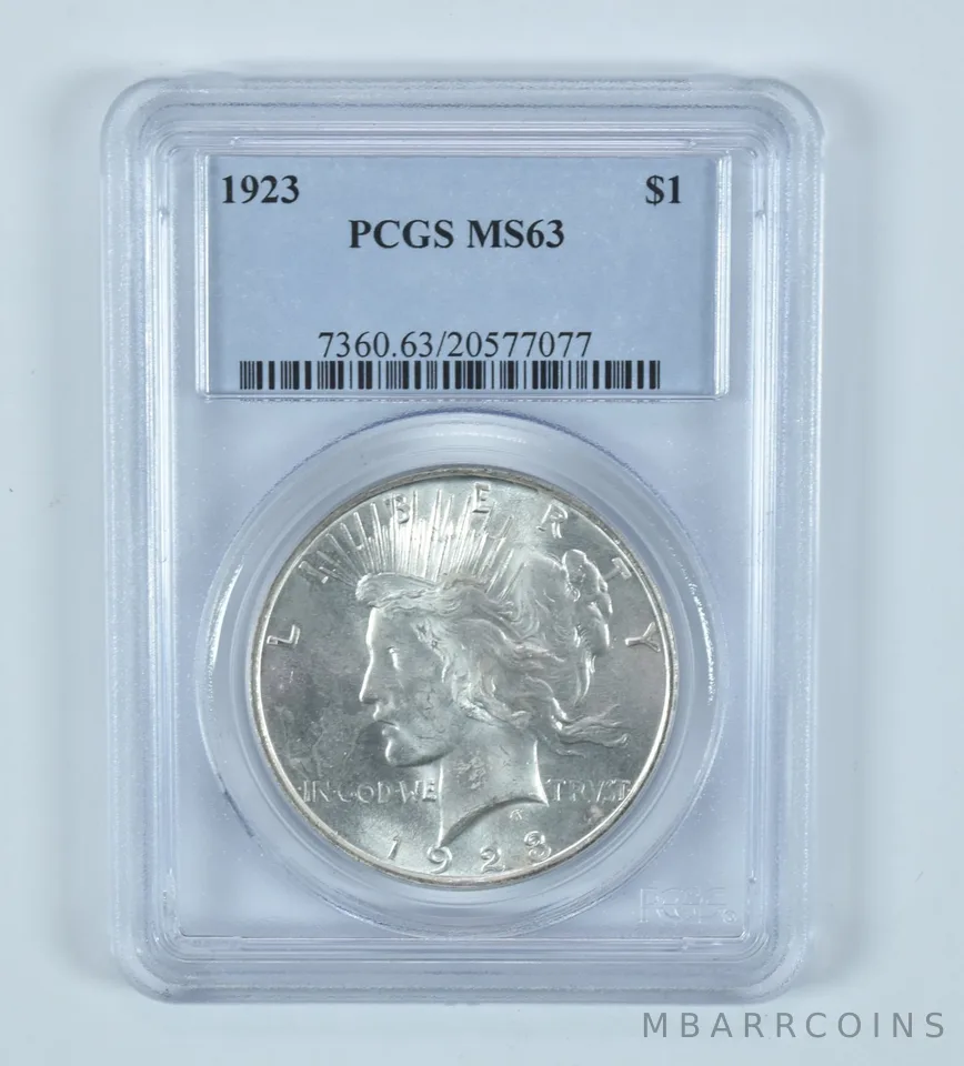 1923 Peace Silver Dollar MS63 PCGS Blue Label