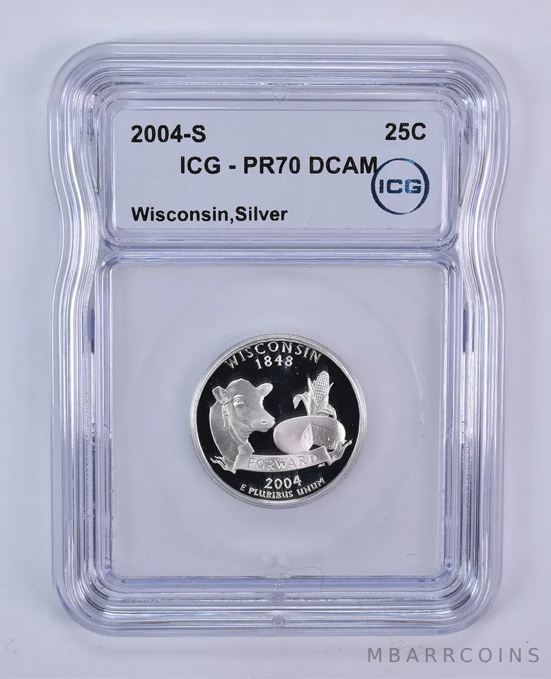 2004-S Washington State Quarter Wisconsin Silver PR70 DCAM ICG