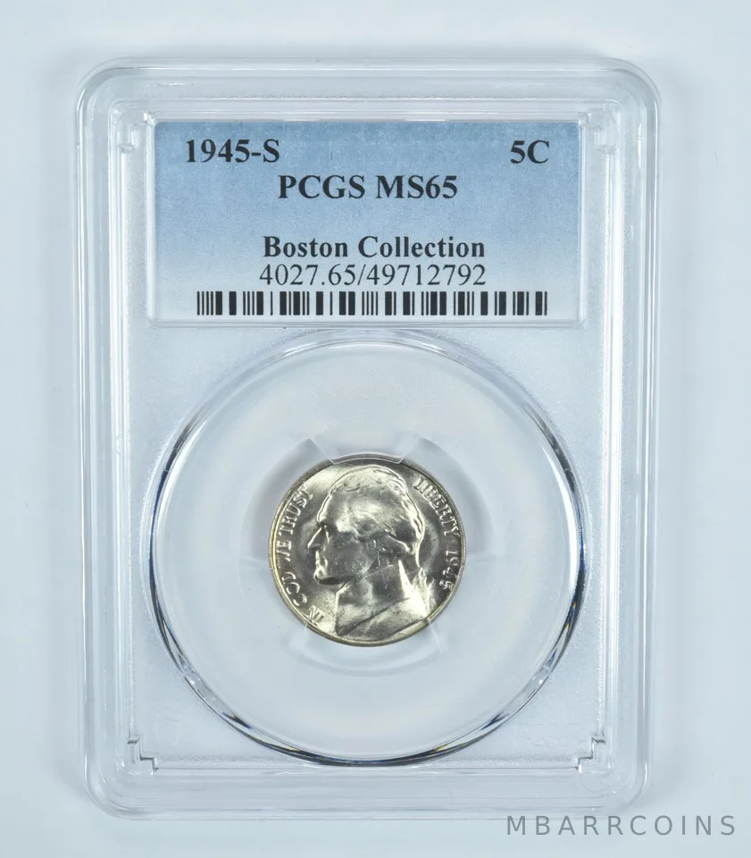 1945-S Jefferson Nickel Boston Collection MS65 PCGS Blue Label