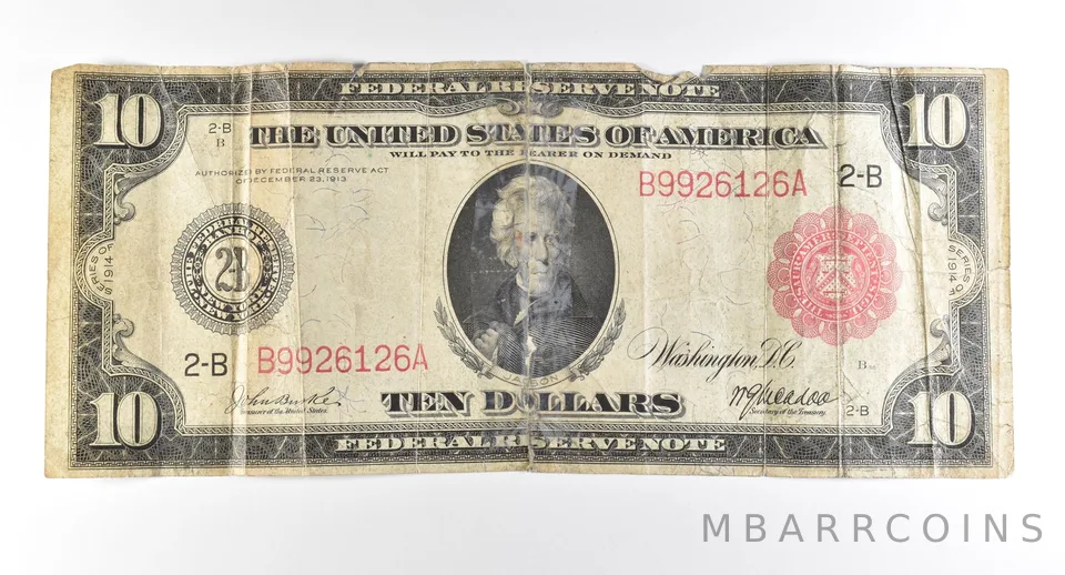1914 $10 New York NY FRN Large Note Red Seal *2785