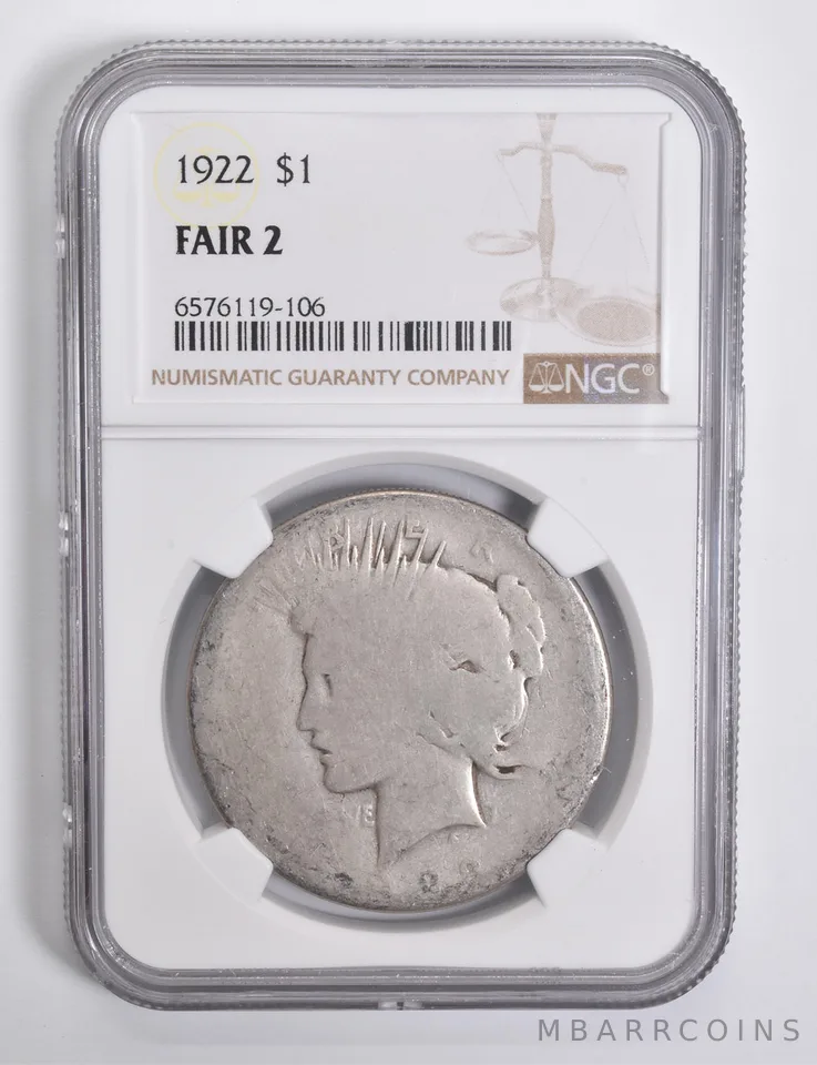 FAIR 2 1922 Peace Silver Dollar NGC Lowball Low Ball a4548