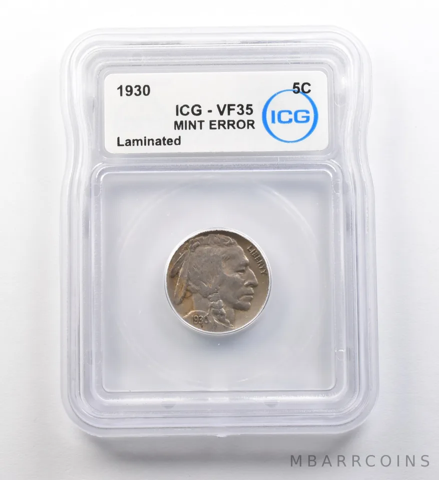1930 Indian Head Buffalo Nickel Laminated Mint Error VF35 ICG a8175