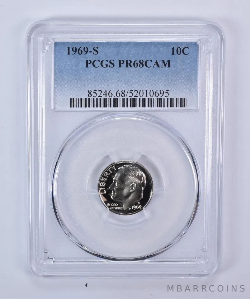 1969-S Roosevelt Dime PR68 CAM PCGS Blue Label