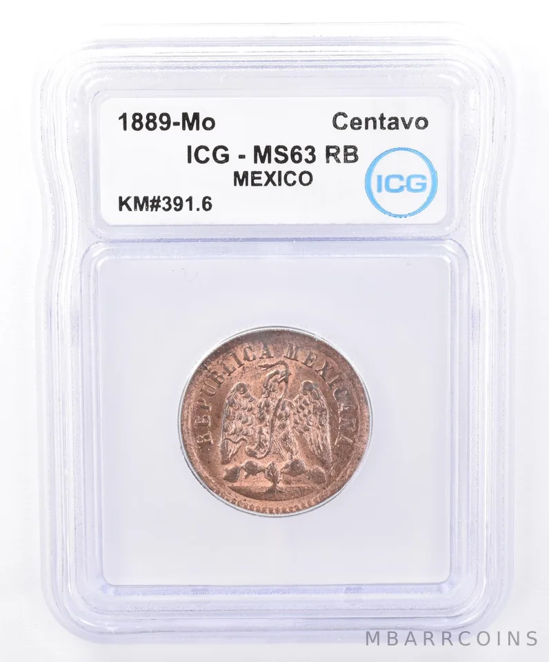 1889 Mo Mexico Centavo KM#391.6 MS63 RB ICG Beautiful Tone *9308