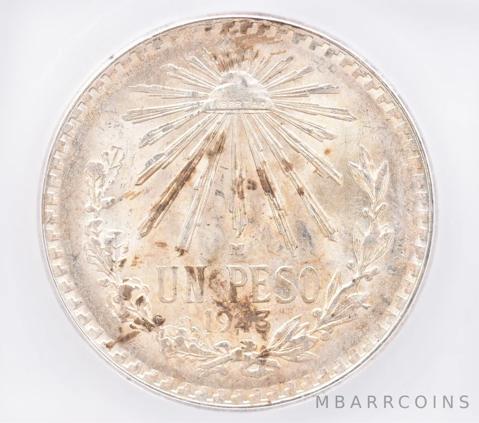 1943 M Mexico Peso MS67 ICG Beautiful Tone *2546