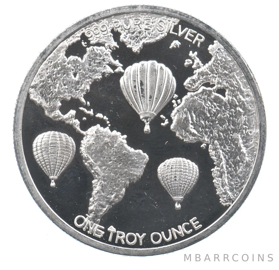 VINTAGE Art Bar/Round 1997 Official World Class Balloon Coin Silver 1 T Oz *232
