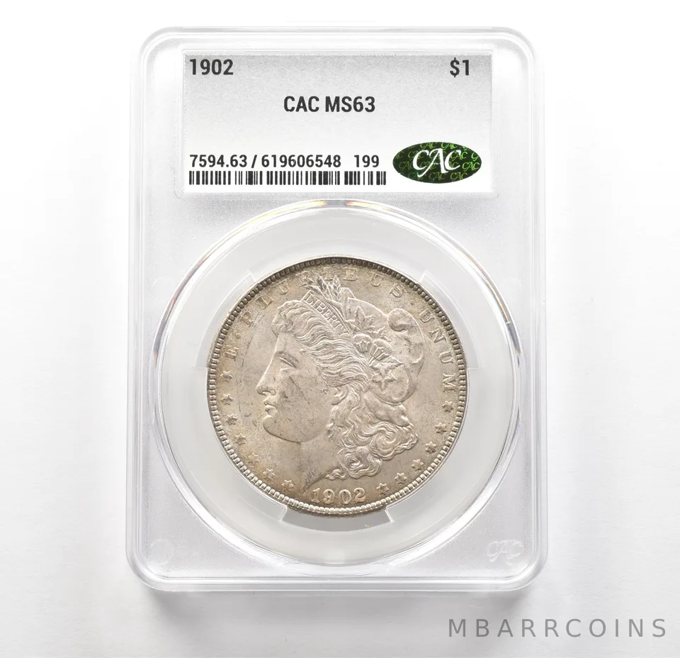 1902 Morgan Silver Dollar MS63 CAC CACg a6324