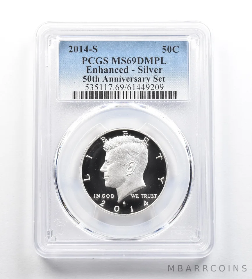2014-S Kennedy Half Dollar Silver 50th AnniversaryEnhanced MS69 DMPL PCGS *9212