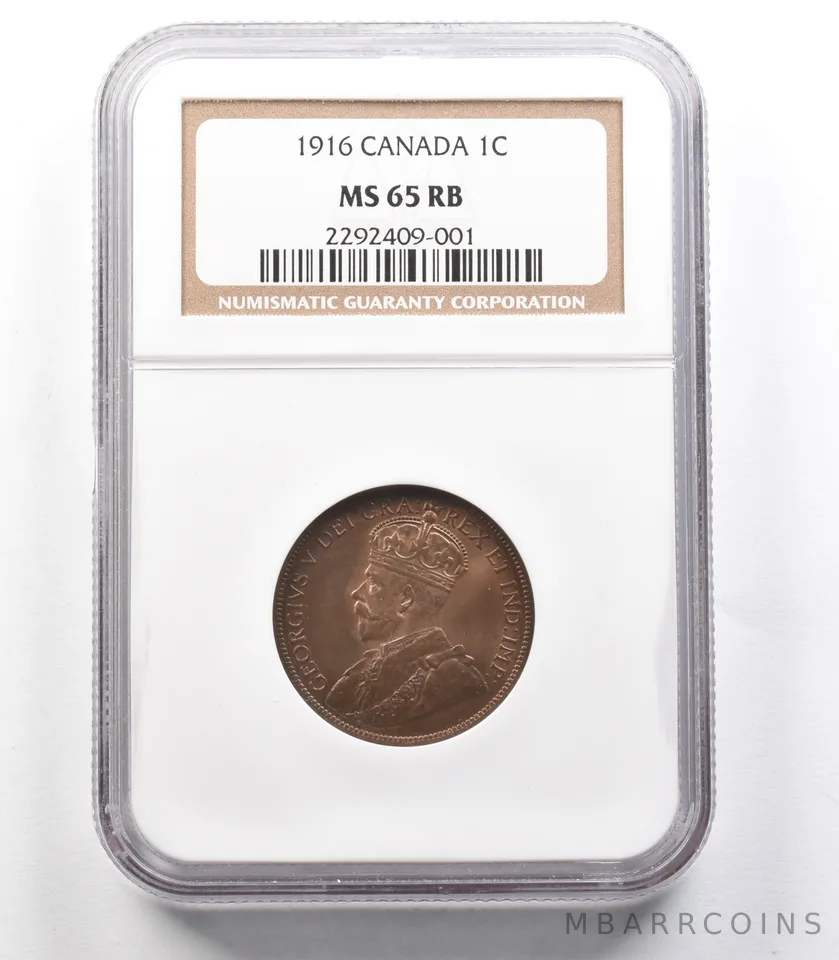1916 Canada 1 Cent MS65 RB NGC *3487