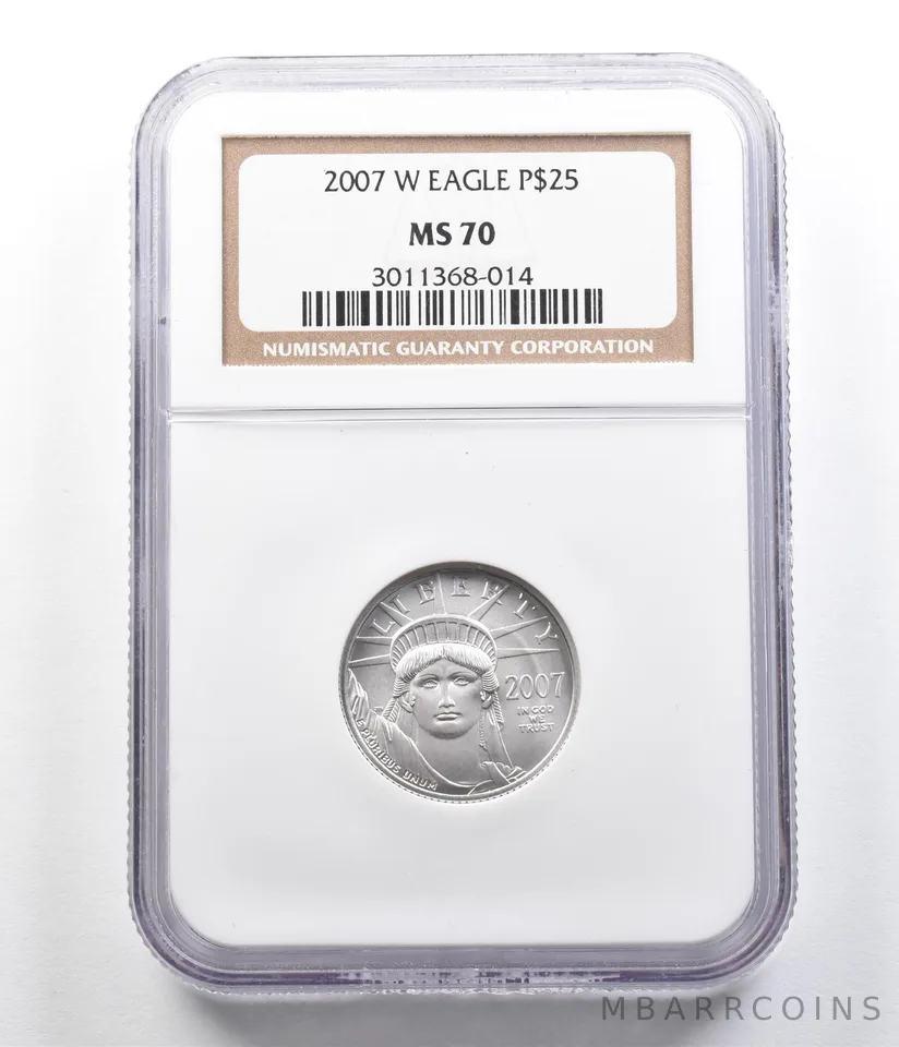 2007-W $25 Burnished Platinum Eagle 1/4 Oz Platinum MS70 NGC