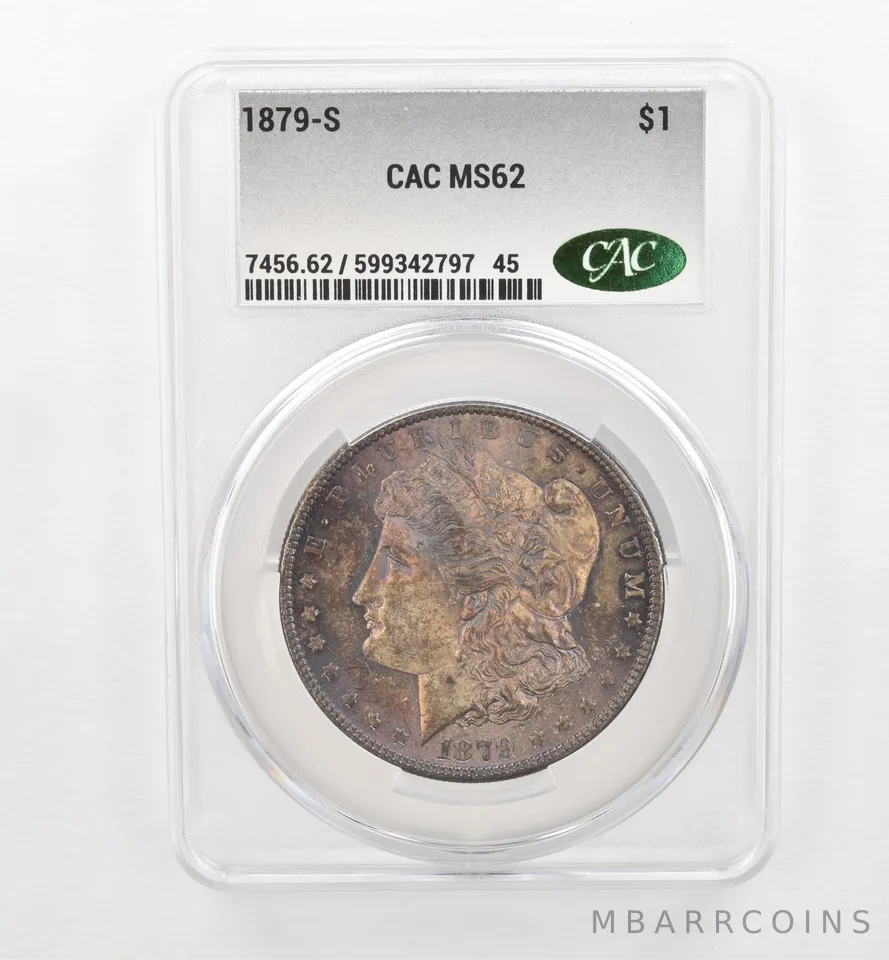 1879-S Morgan Silver Dollar MS62 CAC CACg Beautiful Tone a0463