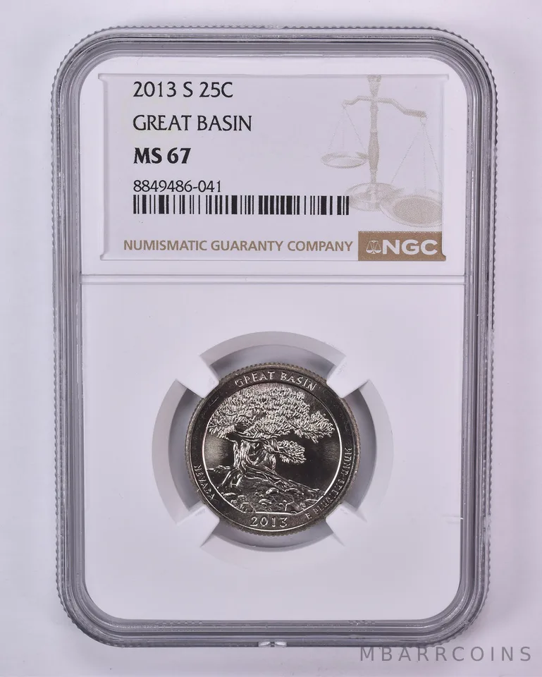 2013-S Washington Quarter ATB Great Basin MS67 NGC Brown Label