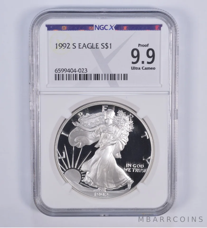 1992-S American Silver Eagle Proof 9.9 NGC X NGCX - Almost PERFECT