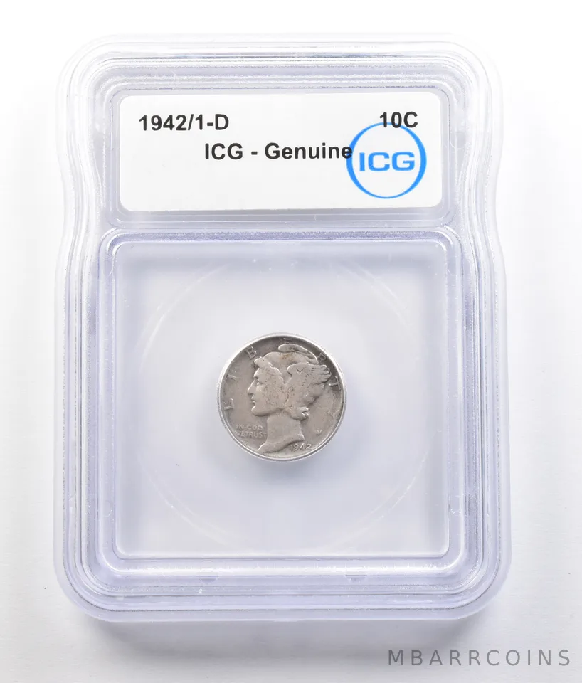 1942/1-D Mercury Dime Genuine ICG a0752