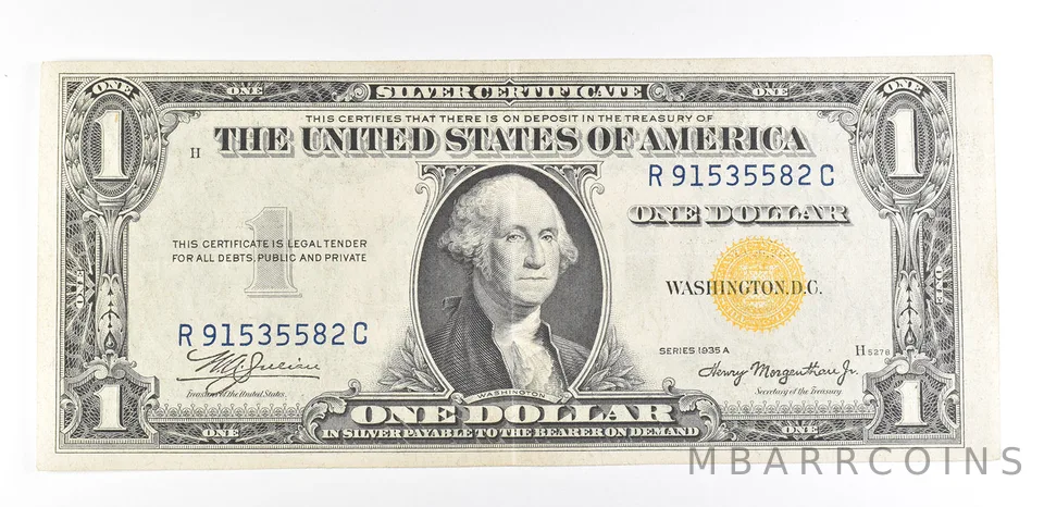 1935 A $1 Silver Certificate North Africa Yellow Seal Fr#2309 WWII *9373